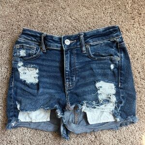 American Eagle Outfitters Blue Distressed Jean Shorts